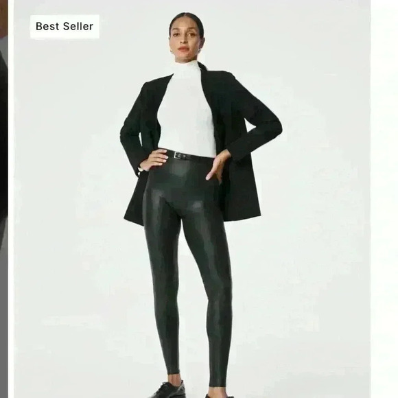 Spanx faux leather leggings. Never worn. Size Large - Picture 2 of 7